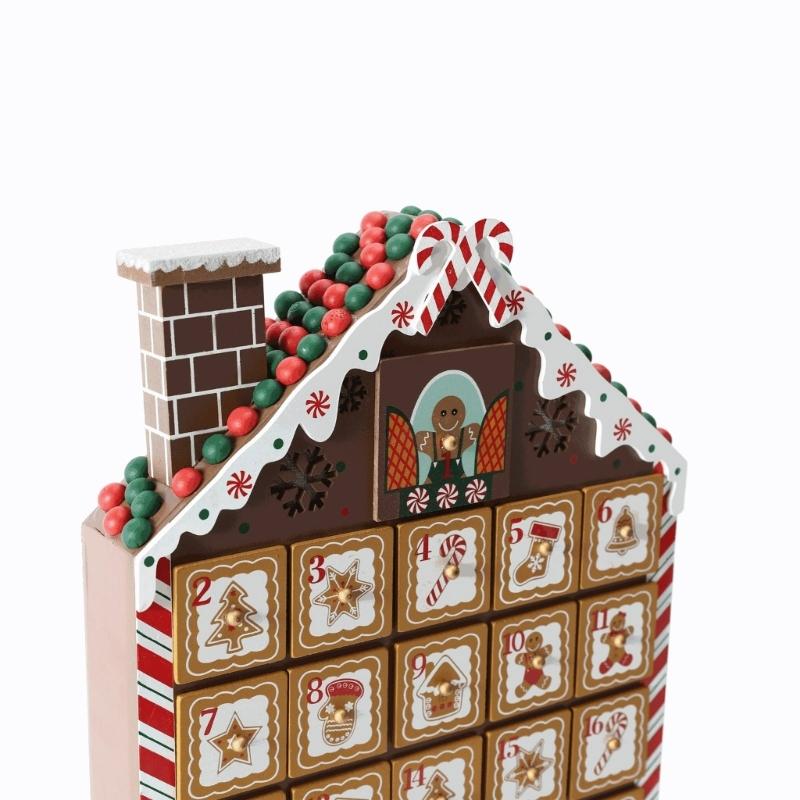 Wooden House Christmas Calendar With 24 Numbered Drawers For Storage Candy Chocolate Jewelry Gifts Holiday Decoration