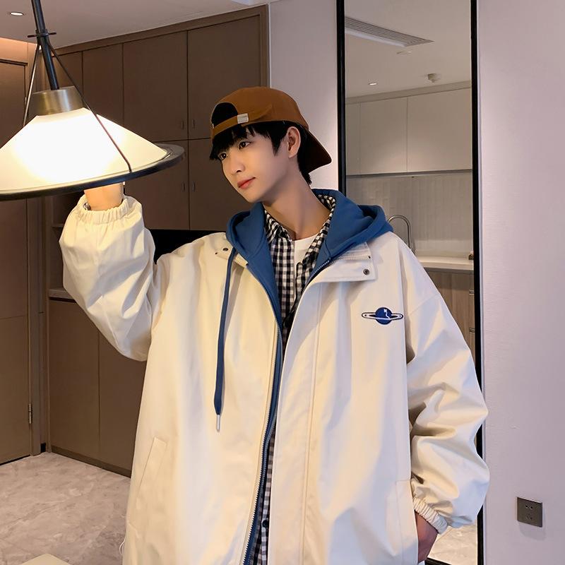 Fake Two-piece Men's Jacket Spring and Autumn Loose Handsome Student Windproof Top Jacket Winter