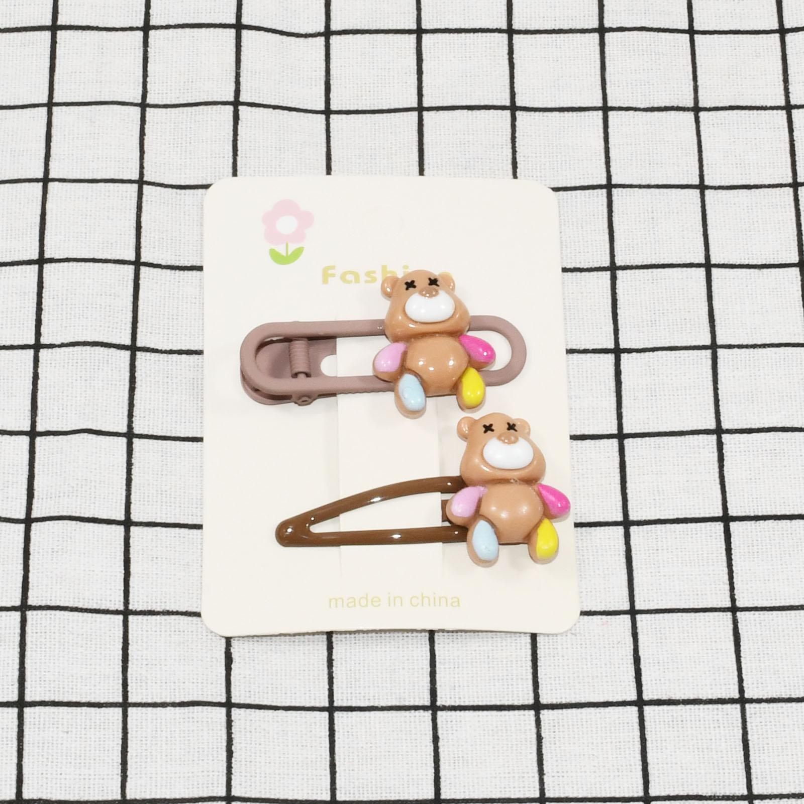 

2 шт./компл. милые мультяшные медведи, заколки для волос для женщин, яркие цвета, боковая заколка, милые аксессуары для волос для девочек, ежедневное использование Size fits all шоколадный