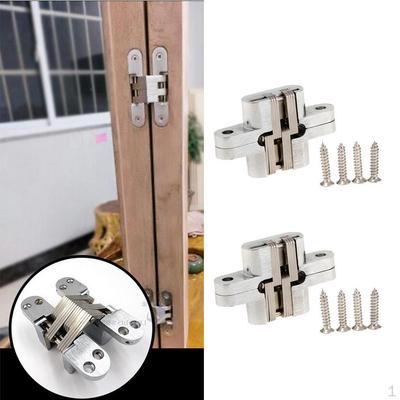 Invisible Concealed Hinges Wooden Doors,Zinc Alloy,Satin Finish,Pack of 2