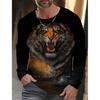 Genser med tigertrykk Høst Vinter Herre Uformell Langermet genser med rund hals Streetwear Harajuku Herreklær