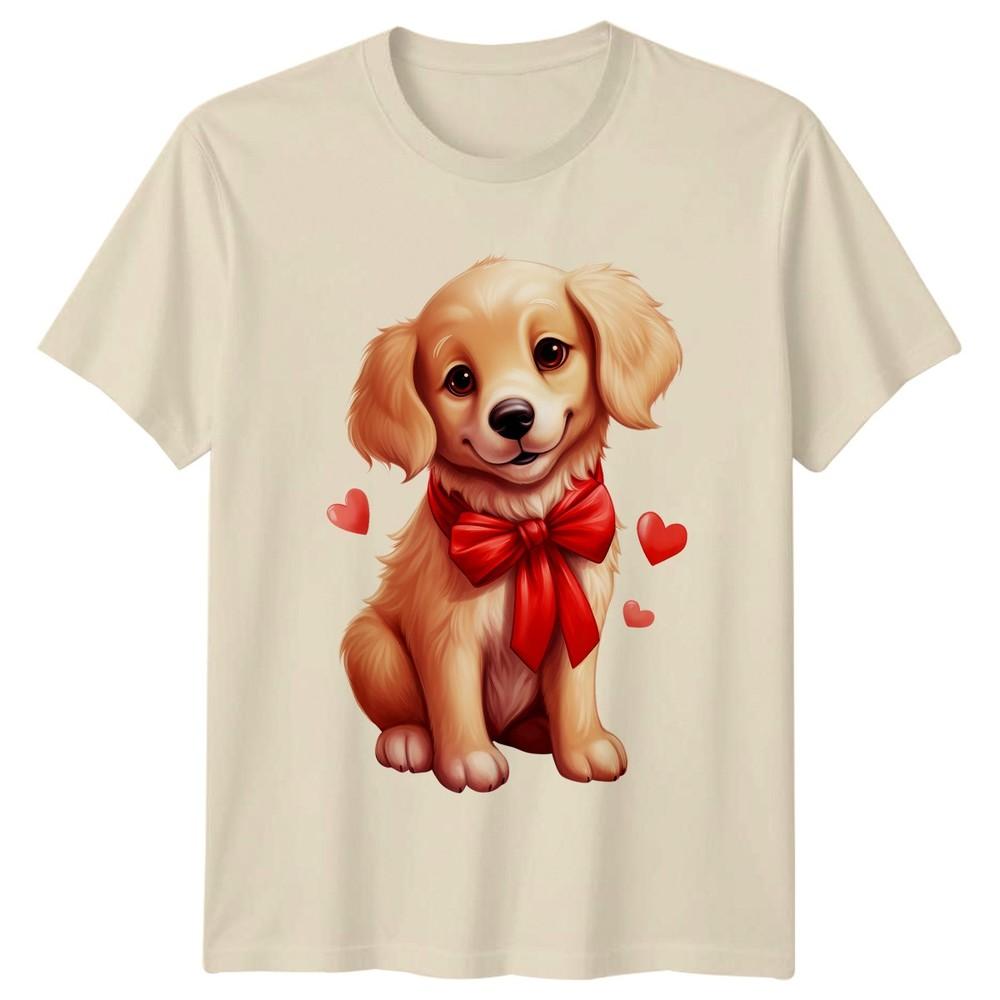 Puppy Dog Red Bow Hearts Animals Dogs Unisexs TShirt Unisexs Tee Graphic Unisex