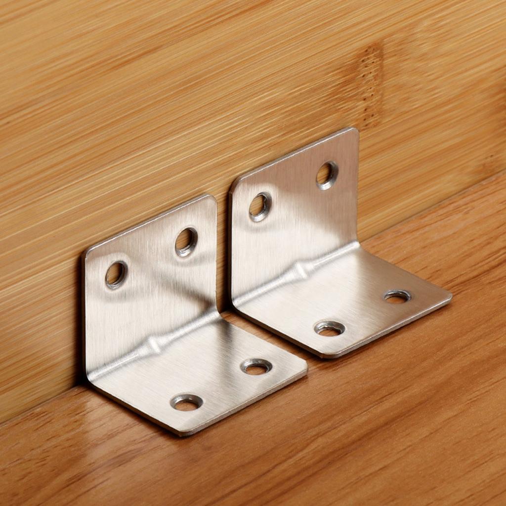 20pcs Stainless Steel L Bracket 90 Degree Right Angled Corner Brace for Wood Furniture Cabinet Shelves Chair Drawer