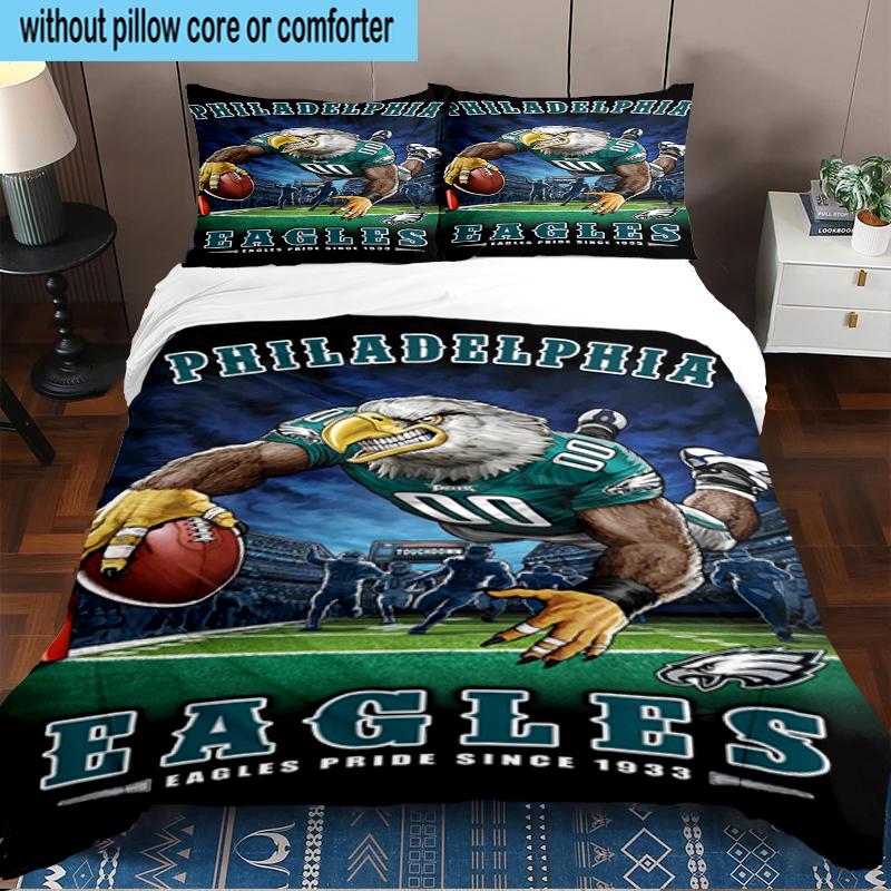 Philadelphia Eagles 3PCS Bedding Set 2D Printing (Includes 1 Duvet Cover + 2 Pillowcases Coreless), Bedroom decor,Fan gift