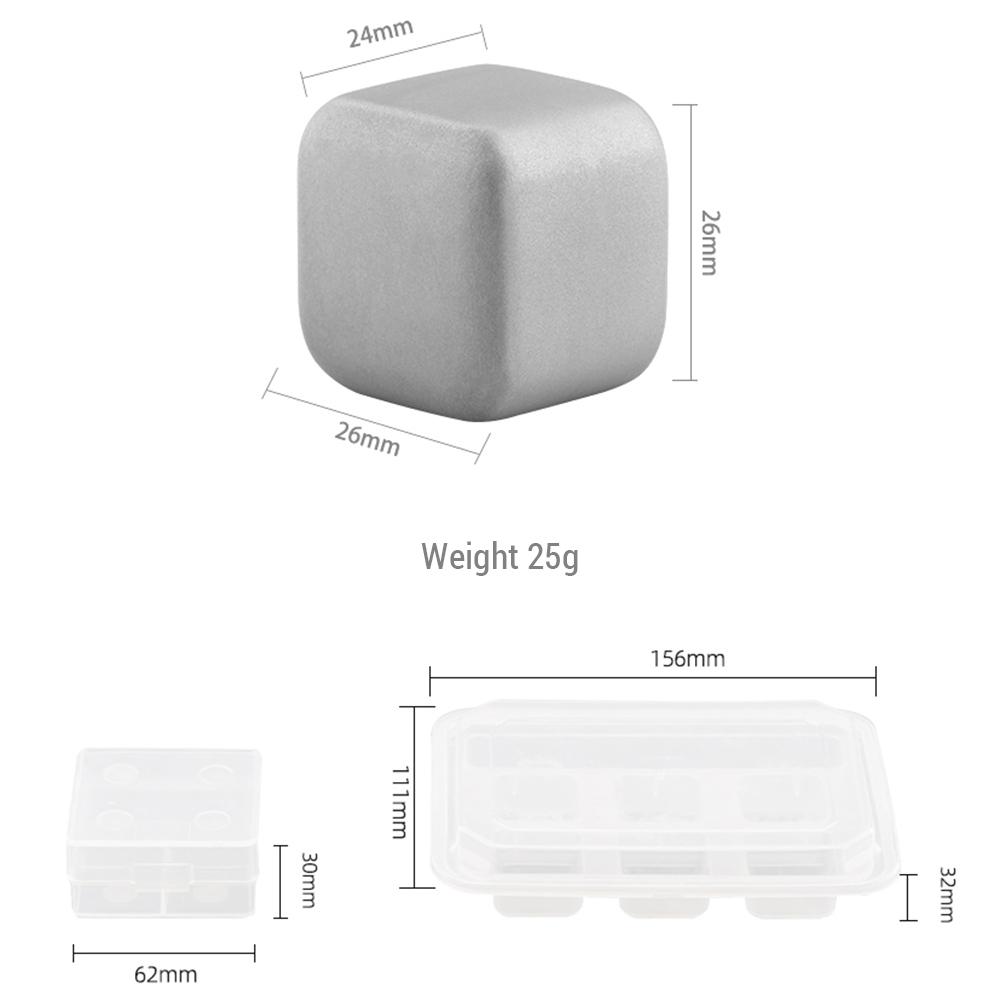 Ti Whiskey Stones Set Reusable Ti Metal Ice Cubes Non-Melting Refreezable Chilling Rocks for