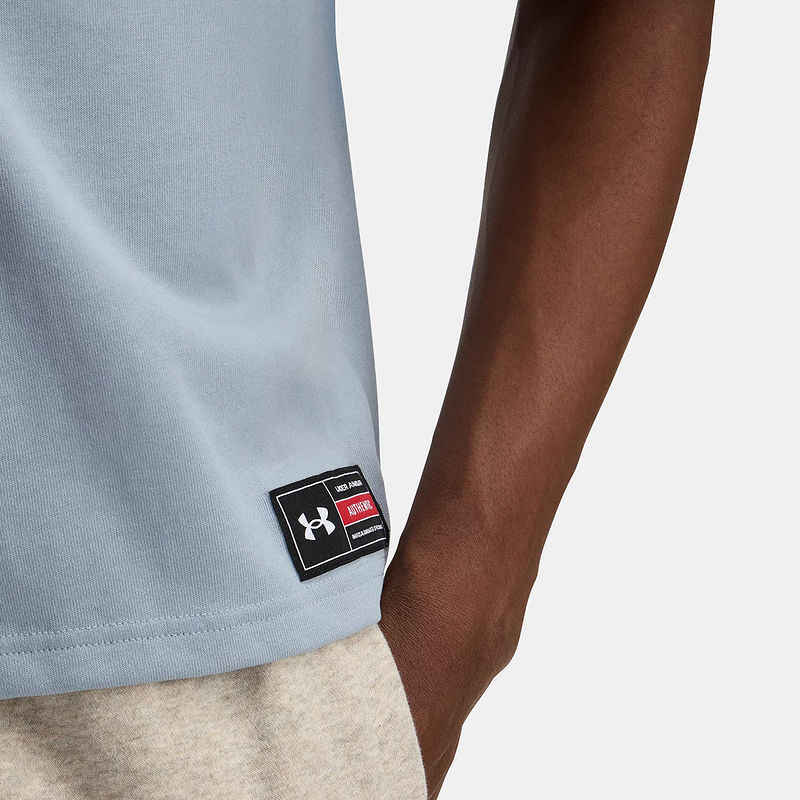 Under Armour Loose And Comfortable Breathable Casual Sports Printed Short Sleeve T-Shirt Men Tops Blue 1390179-465