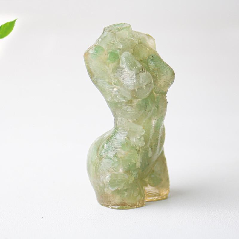 Resin Art Sculpture Of Female Figure With Natural Water Crystals For Desk Display