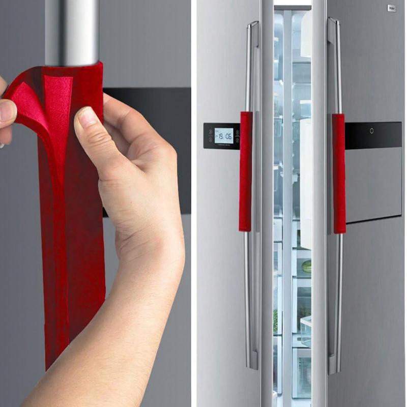 2Pcs Double-Door Refrigerator Oven Microwave Handle Gloves, Non-Slip Anti-Oil Warm Refrigerator Door Refrigerator Oven Handle Gloves