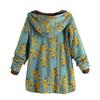 Kvinners vintervarme yttertøy med blomstertrykk Hettelommer Vintage oversize kåper
