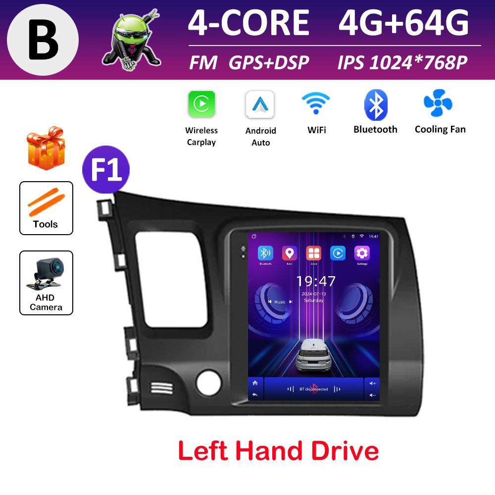 Car Multimedia Video Radio Player WIFI for Honda Civic 2005 2006 2007 2008 - 2012 Android OS Wireless Carplay GPS Navigation 4G
