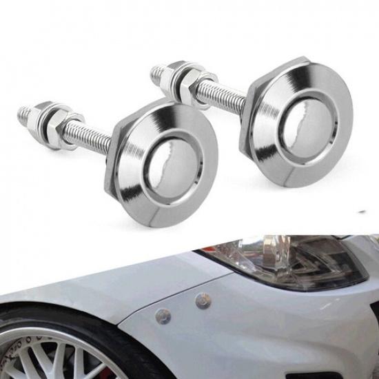 2X Car Bumper Release Quick Push Latch Bonnet Button Hood Pin Lock Clip Silver