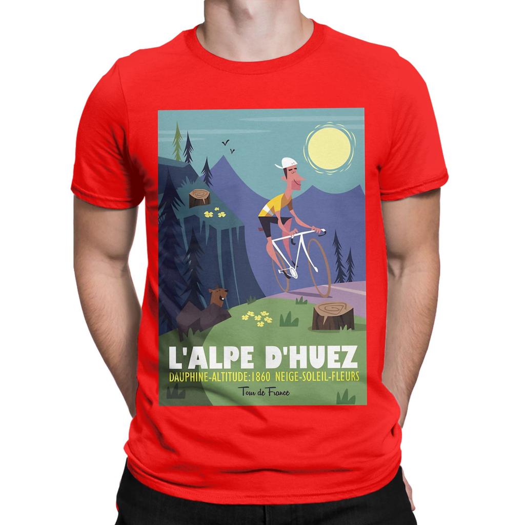 Alpe Cycling Poster Graphic 100 Cotton Tshirt Cycling Poster Tops Tees For Unisex