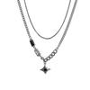 Hip Hop Zirkon Stern Doppellagige Halskette Für Männer Frauen Trend Charme Titanstahl Anhänger Kette Unisex Schmuck Großhandel