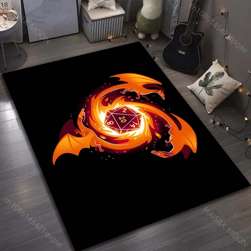 1PC Classic Game Dice Print Carpet Rug for Living Room Bedroom Sofa Doormat Decor Kids Play Home Area Rug Non-slip Floor Mat