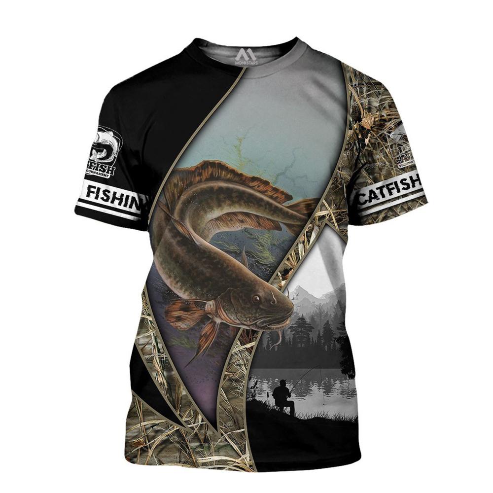 Vintage T Shirt for Mens Fishing 3D Print Outdoor Sports Short Sleeve Top Casual Man's T-Shirt Loose Tee Graphic Men Clothing