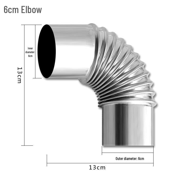 Thickened Stainless Steel Chimney Accessories: Anti-Scald Elbow, Rain Cap, Heat-Insulating Wood Stove Tent Fireplace
