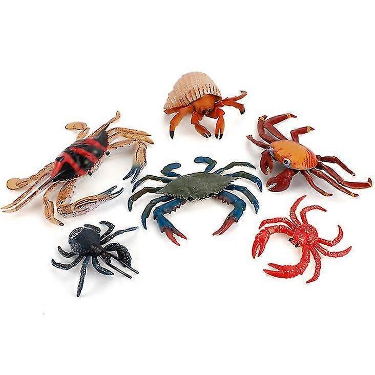 6pcs Crab Toy Educational Simulation Animal Marine Life Model Realistic Gift Props Children Learning