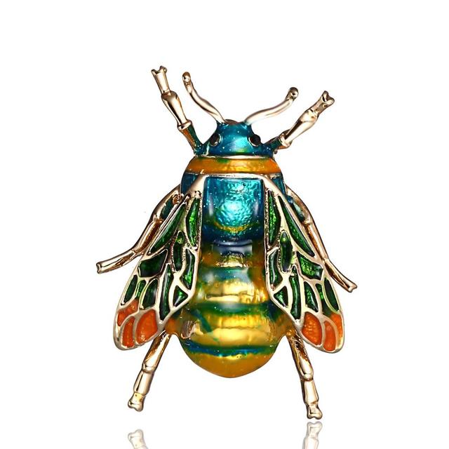 Voguish Stylish Enamel Insect Series Brooches Women Men Delicate Little Bee Pin Brooch Crystal Stone Rhinestone Brooches Pin Jewelry Souvenir