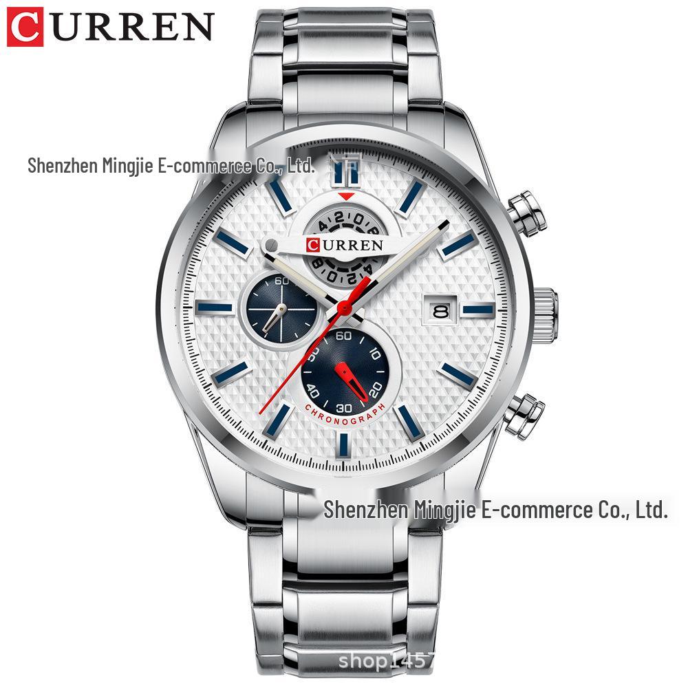 CURREN 8352 Multifunctional Men's Quartz Watch: Waterproof, Six-Needle, Calendar-Equipped Business Watch.