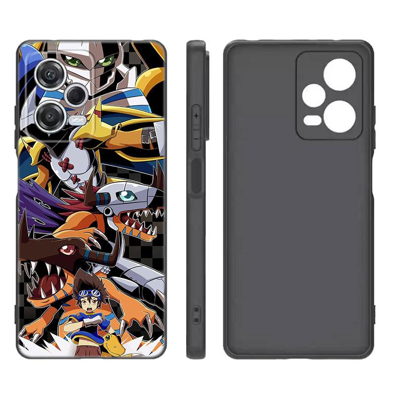 Digital Monster Digimon Black Silicone Phone Case For Xiaomi Redmi Note 9 10 11 11S 11T 12 13 Pro 5G Plus 9S 10S 12S