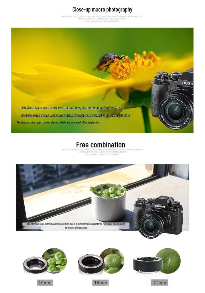EXT-F Three-Section Extension Tube (10+16+21mm) for Fujifilm X-Mount Mirrorless Camera Macro.