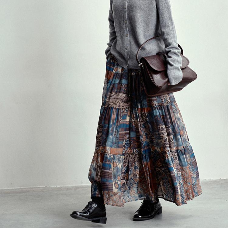 Dimanaf 2025 Summer Women New Skirts Flower Retro Elastic Elegant White Pleated Skirts High Waist