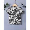 Summer New Children's Sports Set Casual Sports Men's 3D Printed Children's Football Pattern T-shirt Short Sleeve Set