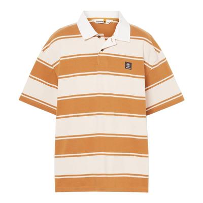 Timberland Men's Short Sleeve Striped Rugby Polo Shirt, Wheat Boot, Size S (TB0A42E5P501)