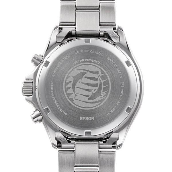 Orient TRN-TX0206L (Sport Orient Mako Solar Chronograph Herren Metall) Runde Uhr Silber