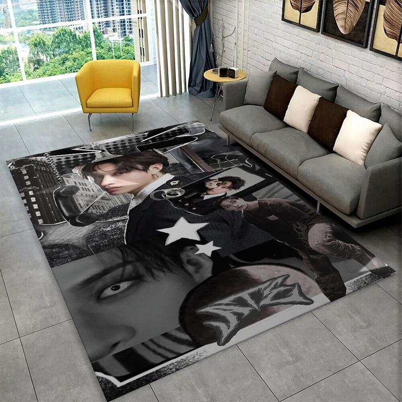 Tappeto Musicale Kpop Bang Chan Stray Kids per Sala Giochi Camera da Letto Soggiorno Divano Arredamento Casa, Tappeto per Area Bambini Tappetino Antiscivolo