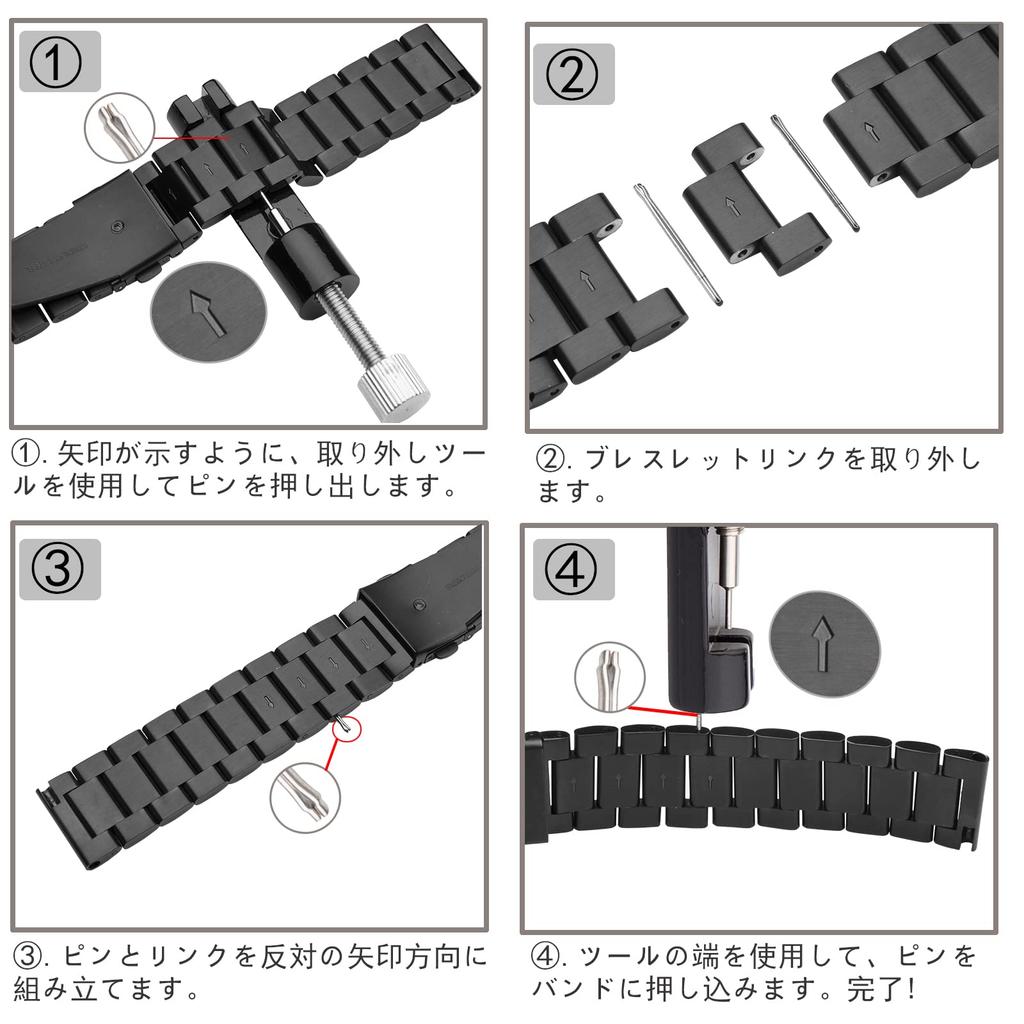 SEUER 20mm Stainless Steel Watch Metal Watch Quick Release Replacement Unisex Band, Bracelet, Strap, (Black, 20mm)