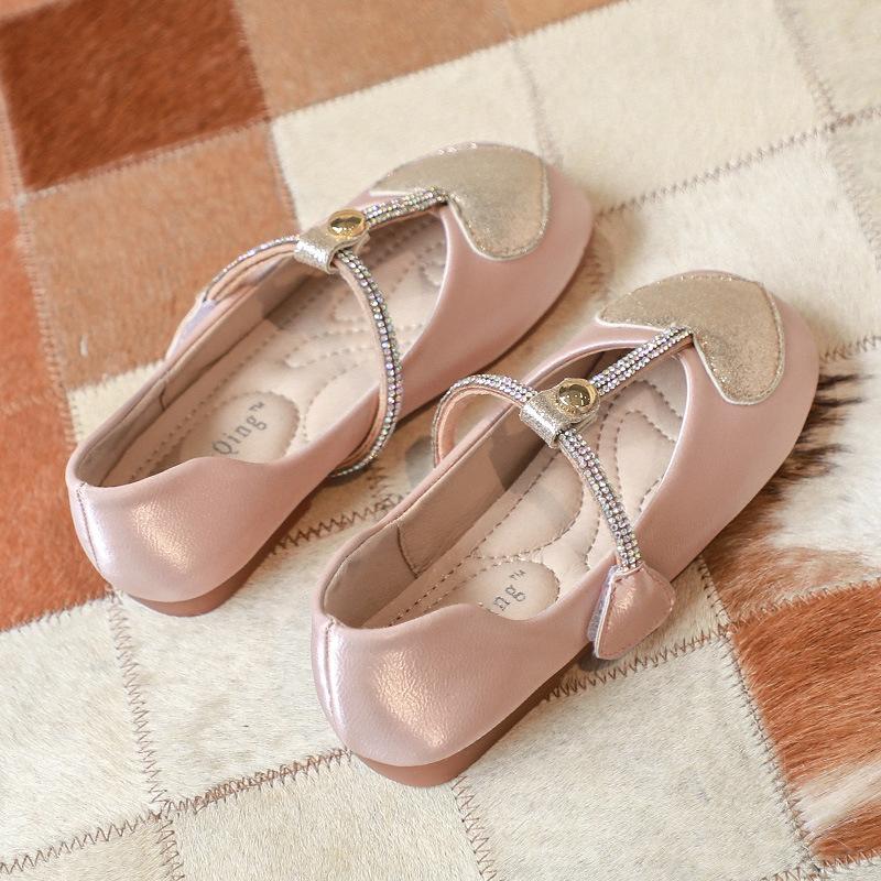 

Newest Girls Princess Shoes Children Fashion Love Drill Point Small Leather Shoes Baby Kids Dance Flat Shoes A 25