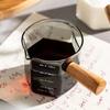 120 ml Espresso-Extraktionstassen, Glaskaffeetasse mit Skala und Holzgriff, Einzelmund-Messbecher, Latte-Milchkännchen, Unzen-Tasse