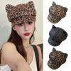 Gorra Estilo Retro con Orejas de Gato Estampado de Leopardo Gorras Octagonales de Repartidor Boinas Estampadas de Leopardo Ropa para Exteriores