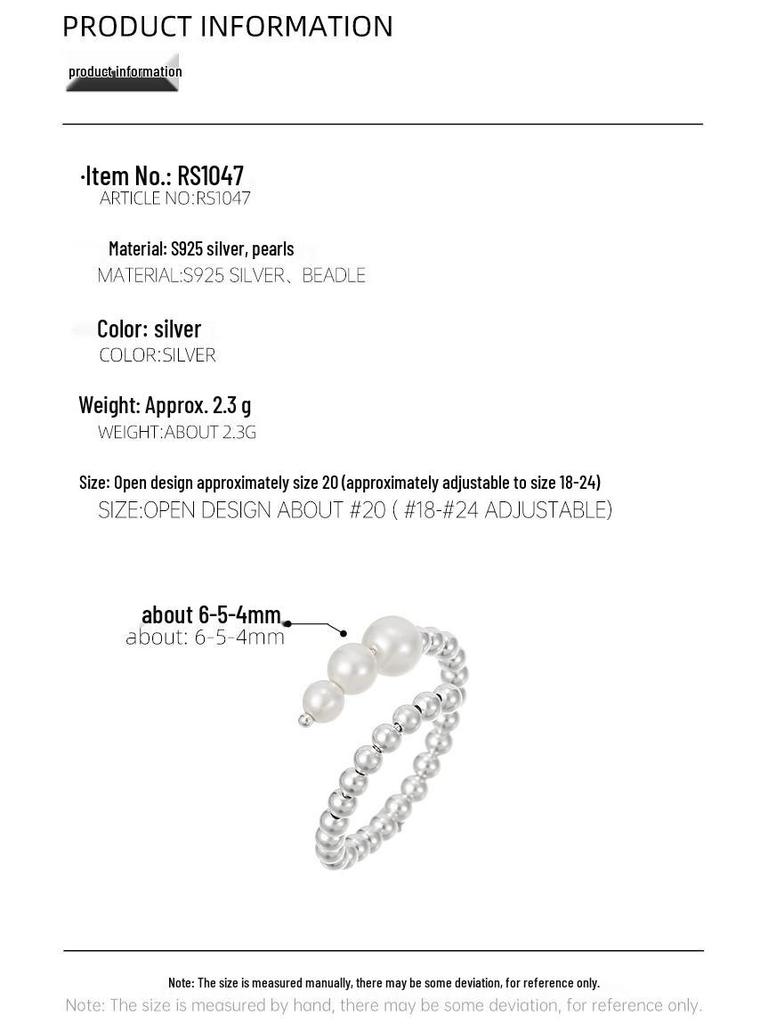 Banyan Tree S925 Silver Adjustable Pearl Ring for Women