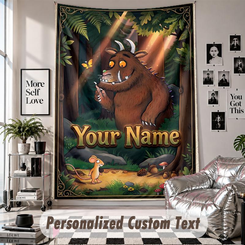 Arazzo da Appendere alla Parete con Nome e Testo Personalizzati, Arazzo Decorativo The Gruffalo per Camera da Letto