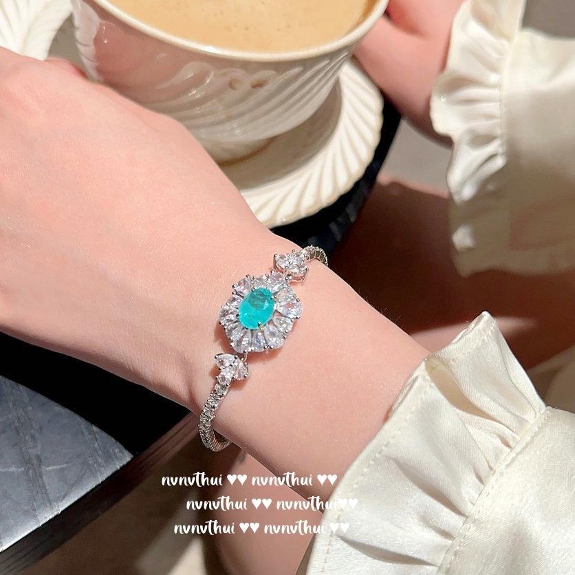 Brazilian Chalcedony Agate Gemstone Bracelet, Water Spirit And Rich Beans, Ice Blue Para Snowflake Zircon, Necklace.