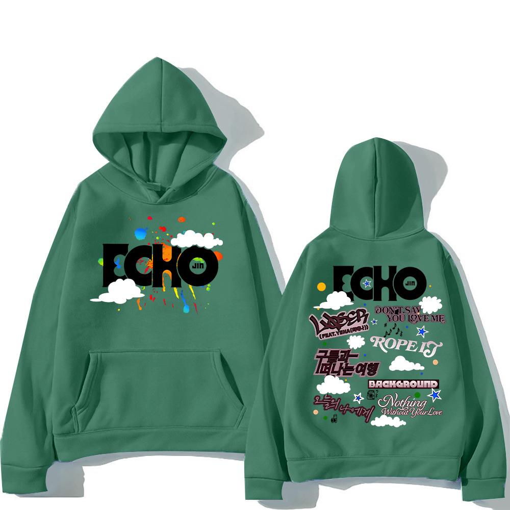 Jin Echo Hoodies Unisex Autumn Winter Casual Vintage Streetwear Sweatshirts Fashion Women New Album Tour Pullover Jin Fans Gifts