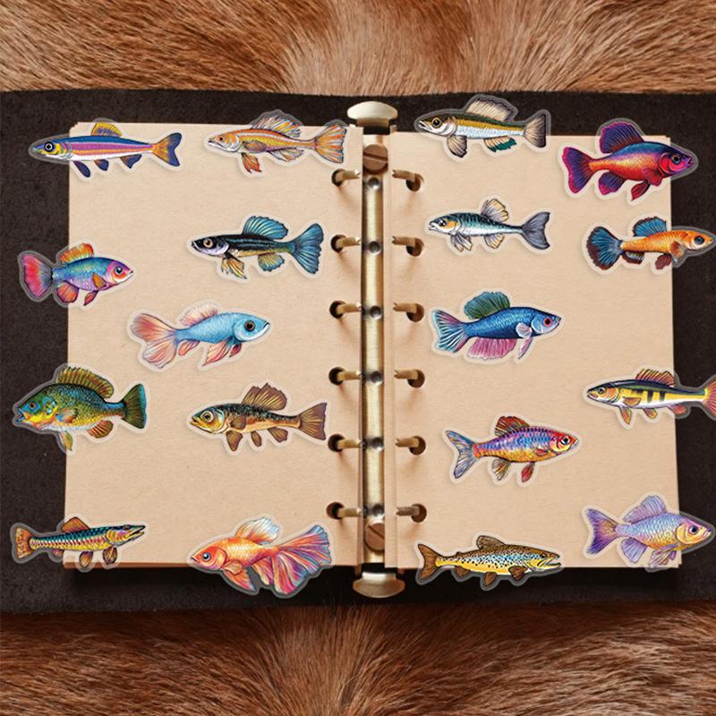 50PCS Goldfish Stickers PET Fish Aesthetic Sticker Tropical Marine Life Ocean Decals Waterproof Vinyl Stickers for Laptop Phone