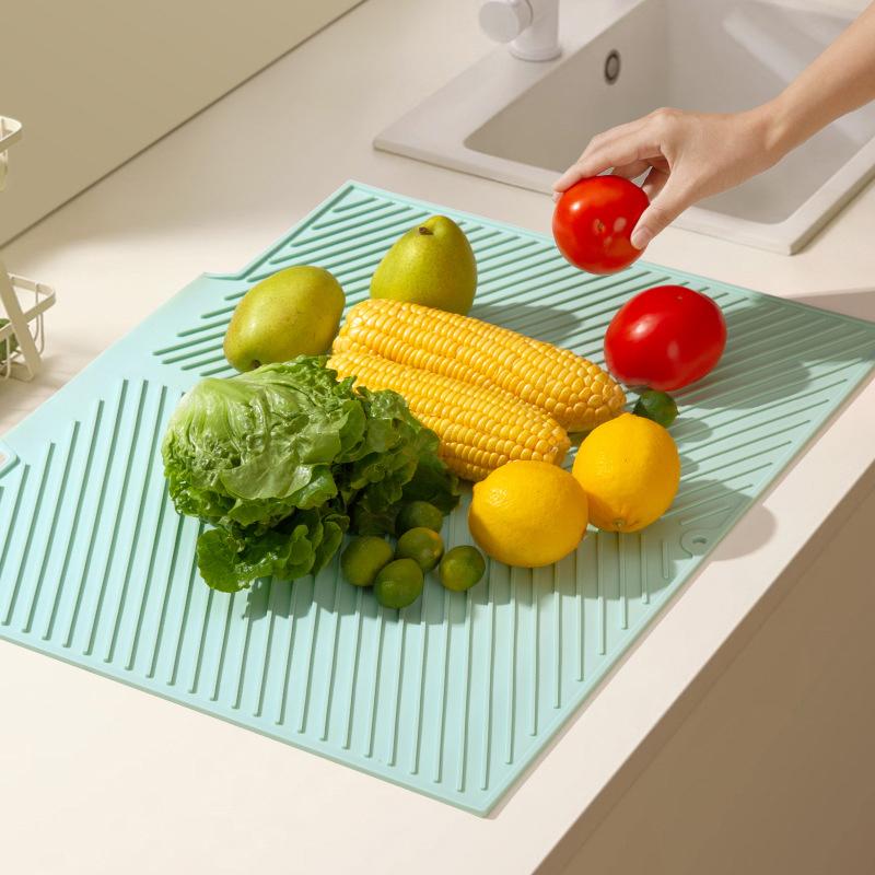Dish Drying Mat-Silicone Drying Pad For Kitchen Counter, Non-Slip Drain Pad High-temperature Resistant Kitchen Gadget