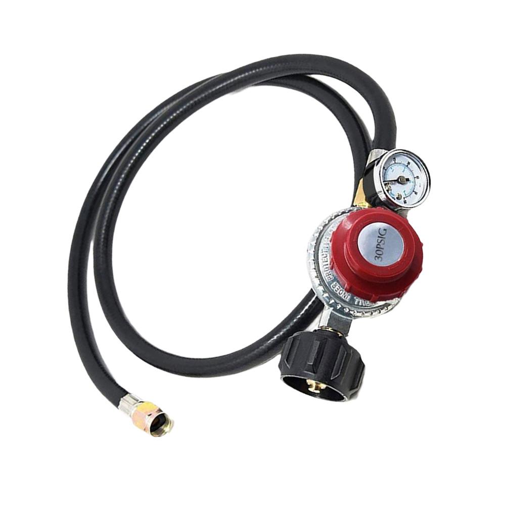 Adjustable 0-30 PSI Propane Regulator Wi 4FT Hose Gauge For Grills For QCC1 For 58in-18 UNF Outlet Connection For Cooking Burner