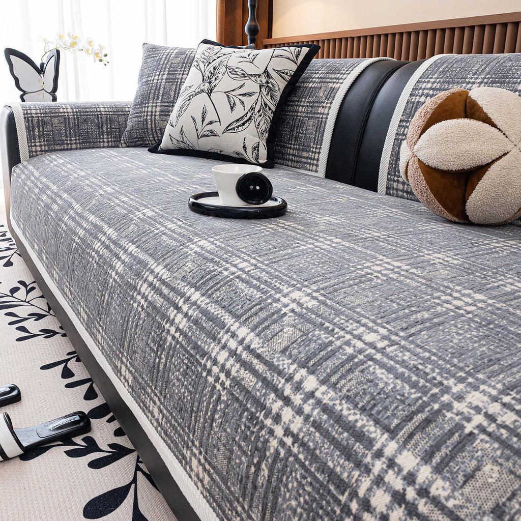 New Straight Leather Sofa Cover Cloth Towel Fixed Anti Slip One-piece Sofa Cushion Modern Light Luxury All Year Round Universal