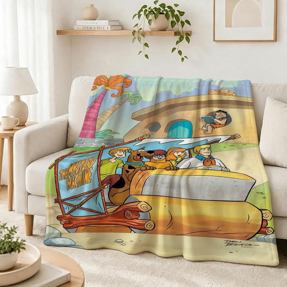 Scoobydoo Gang Anime Printed Blanket Skinfriendly Soft Fleece Blanket For Outdoor Travel Lightweight Home Decor Holiday Gift