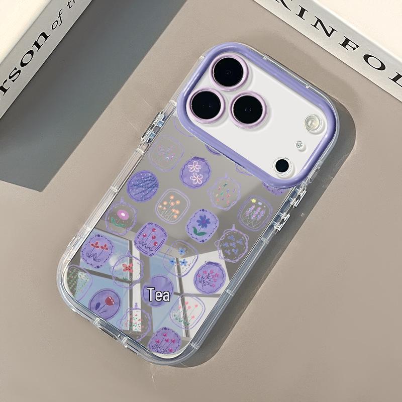 

Grid Floral Pattern Cream Case for iPhone 17 Pro Max, 16, 15, 14 Apple 6 Plus