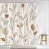 1Pc Simple Style Leaves Print Polyester Shower Curtain Bathroom Decoration Curtain,Hanging Curtain With Hooks Machine Washable