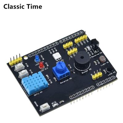 DHT11 LM35 Temperature Humidity Sensor Multifunction Expansion Board Adapter For Arduino UNO R3 RGB LED IR Receiver Buzzer I2C