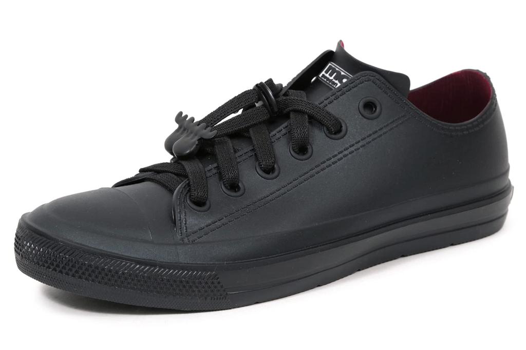 Akiriko MOZ Rain Sneakers with Elastic Moose with Original Size L Shoes, Laces, Charm, Low-Cut, Insole, Women's, Black,