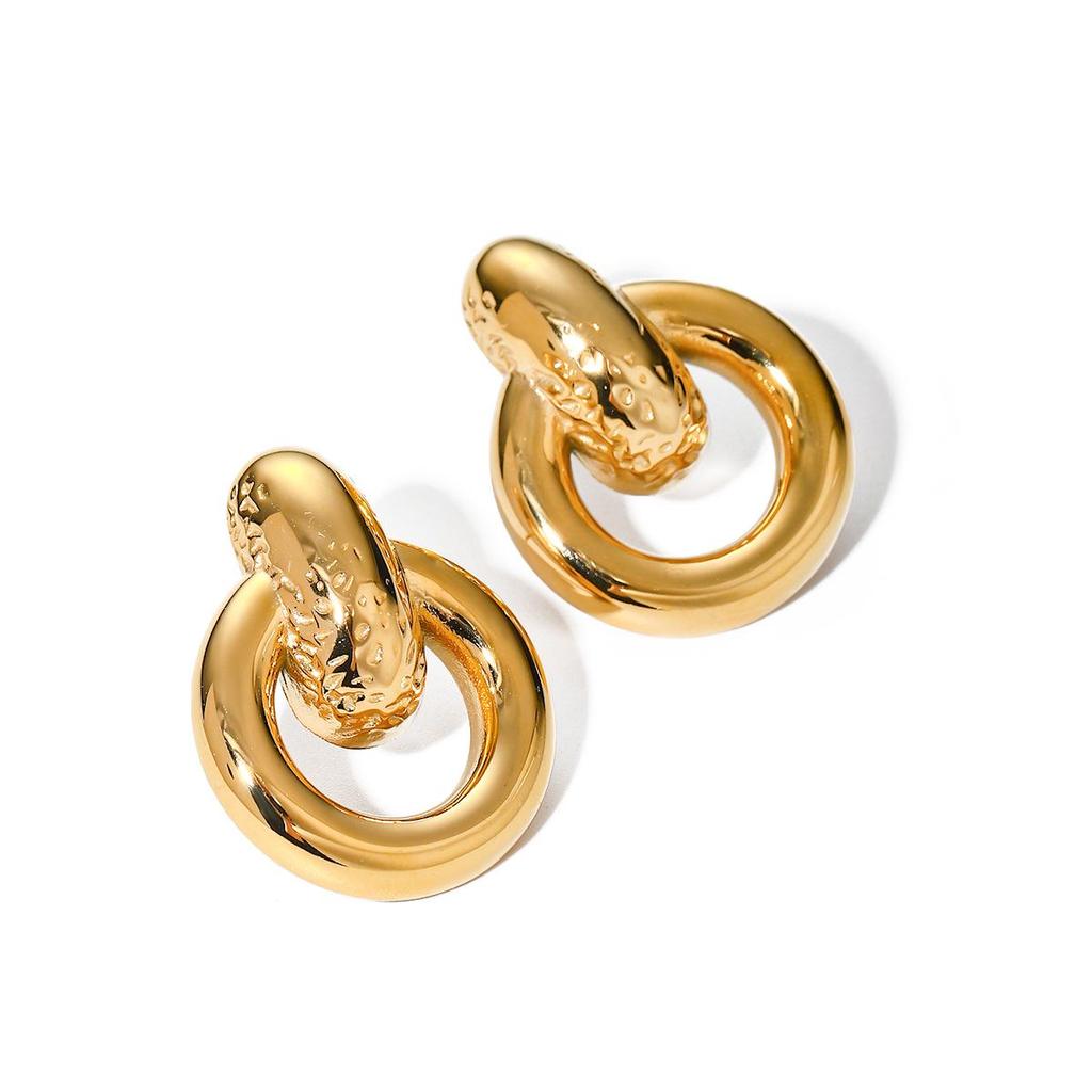18k Gold Plated Stainless Steel Minimalist Earrings in European & American Design