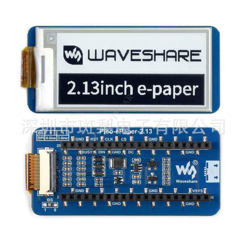 Raspberry Pi Pico 2,13" E-Ink Bildschirmerweiterungsplatine, 250x122 Auflösung