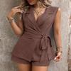 Completo estivo da donna: Gilet e Pantaloncini Set Design Monocolore Laccio Laterale Top Senza Maniche alla Moda Pantaloncini Set Due Pezzi per Donna